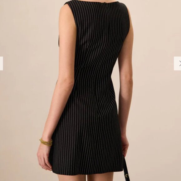 *NWT* RIHOAS Boat Neck Striped Mini Dress - Black & White Striped - Picture 2 of 4